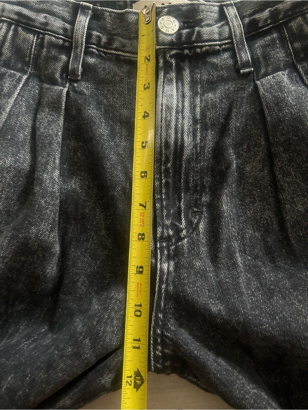 AMO Marcella Pleated Jeans Frosty Black High Rise Wide Leg size 27 - Picture 11 of 12
